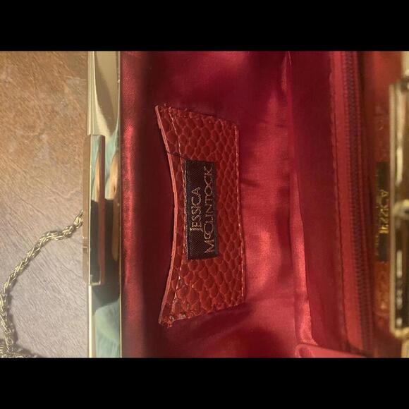 Vintage Jessica McClintock Snake Embossed &Gold  Metallic Clutch Set - Picture 10 of 14